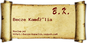 Becze Kamélia névjegykártya